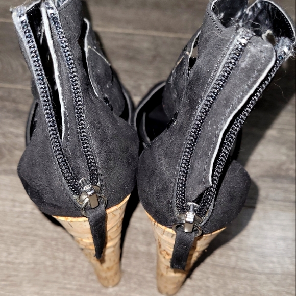 Just fab wedge heels/ sandals black open toed - Picture 2 of 5